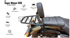 Royal Enfield Super Meteor 650 Rear Luggage Rack and Backrest Black - SPAREZO